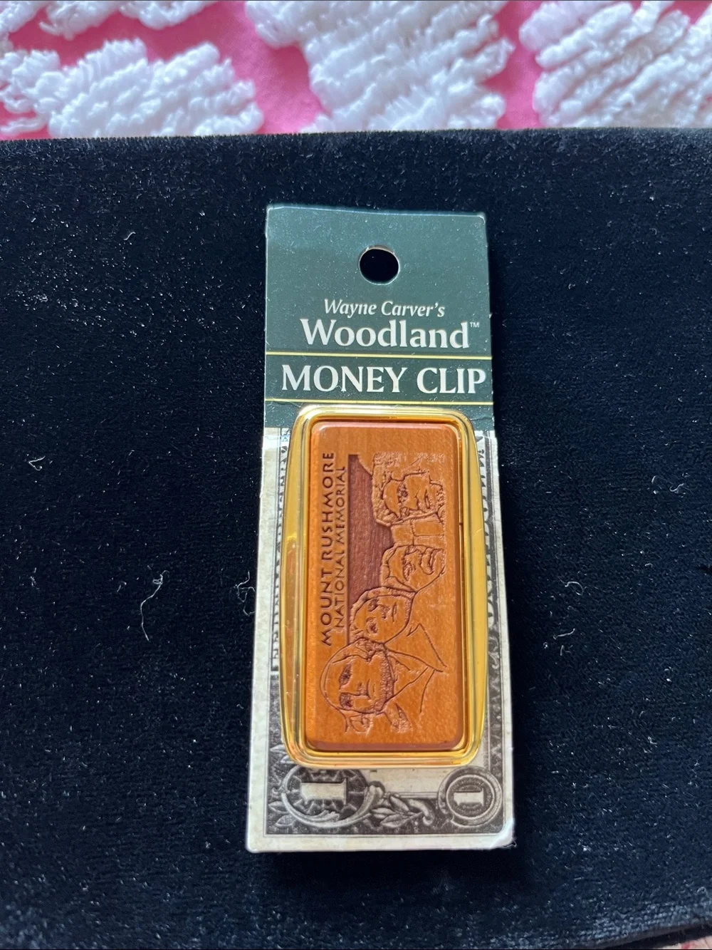 Vintage NEW Mount Rushmore Leather Money Clip - Original Packaging